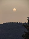 The sky and the sun in the sandstorm with sand from the Sahara in Greece