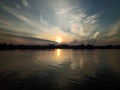 The sky when the sun will rise in the river Royalty Free Stock Photo