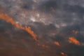 Sky at sunrise. Dramatic skyscape with bright pink clouds Royalty Free Stock Photo