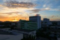 Sky in sunset and cloud beautiful colorful evening nature landscape twilight time with city silhouette Royalty Free Stock Photo