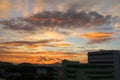 Sky in sunset and cloud beautiful colorful evening nature landscape twilight time with city silhouette Royalty Free Stock Photo