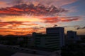 Sky in sunset and cloud beautiful colorful evening nature landscape twilight time with city silhouette Royalty Free Stock Photo