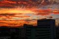 Sky in sunset and cloud beautiful colorful evening twilight time with city silhouette Royalty Free Stock Photo