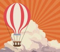 Sky sunset clouds airballoon travel retro background Royalty Free Stock Photo