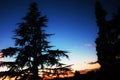 sky at sunset, the clouds are colored red by the sun that in a while will make room for the moon