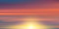Sky Sunset evening with Orange,Yellow,Pink,Purple,Blue color, Golden hour Dramatic twilight landscape,Vector Banner horizontal Royalty Free Stock Photo