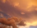 Sky sunset golden color background of evening with sunlight coming through clouds view before sunset and good atmosphere Royalty Free Stock Photo