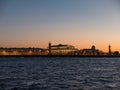 Sky of the sunset over the exchange of Vasilievsky island. Saint Petersburg, Russia Royalty Free Stock Photo