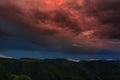 The sky at sunset over the hills in the foothills Royalty Free Stock Photo