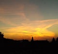 Sky sunset Red clouds panorama Royalty Free Stock Photo