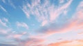 The Sky at Sunset, orange clouds cirrus clouds Background. Generative AI