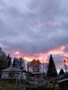 Sky sunset wood landscape houses