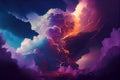 Sky with thunderous clouds. Digital painting style.generative ai