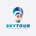 Sky Tour Fly and Parachute Air Travel Zigzag S Logo