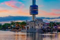 Sky Tower ascending on colorful sunset background at Seaworld in International Drive area 2