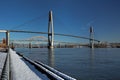 Sky Train Bridge, Pattullo Bridge and Railroad Track. Royalty Free Stock Photo