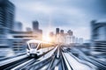 Sky train through the city center in Kuala Lumpur,motion blur Royalty Free Stock Photo