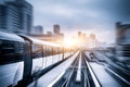 Sky train through the city center in Kuala Lumpur,motion blur Royalty Free Stock Photo