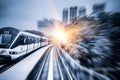 Sky train through the city center in Kuala Lumpur,motion blur Royalty Free Stock Photo