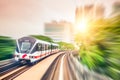 Sky train through the city center in Kuala Lumpur,motion blur Royalty Free Stock Photo