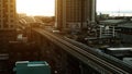 Sky Train railroad, The Sky train in Bangkok with building, BTS Sky Train on rail tracks Royalty Free Stock Photo