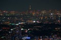 Sky tree visible from the Yokohama Landmark Tower Night Royalty Free Stock Photo