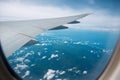 Sky view from airplane window Royalty Free Stock Photo