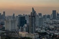 Sky view of Bangkok with skyscrapers in the business district in Bangkok in the evening beautiful twilight give the city a modern Royalty Free Stock Photo