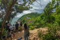 Sky view cafe, Chanthaburi, Thailand. May 31, 2020 : Bright atmosphere, Tourists happily at viewpoint of sky view cafe, Pha