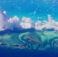 Sky View of Caribbean Land and Water from the Window Seat Royalty Free Stock Photo