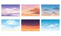 Sky View with Clouds Scudding Across It and Staying Still Vector Scene Set