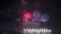 Sky view with enormous fireworks of multiple shapes and colors at festivals Royalty Free Stock Photo