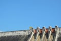 Sky view with The floodgate of Khun Dan Prakarn Chon Dam