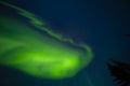 Sky View of Moving Green Northern Lights