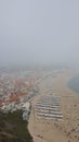 Sky view of Nazare beach in Portugal, Vue aerienne de la plage de Nazare au Portugal