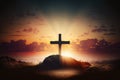 calvary sunset background for good friday he is risen, Royalty Free Stock Photo