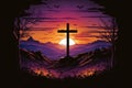 calvary sunset background for good friday he is risen,