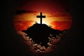 calvary sunset background for good friday he is risen, Royalty Free Stock Photo