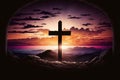 calvary sunset background for good friday he is risen, Royalty Free Stock Photo