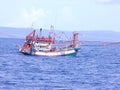 Fishing boat floating in the sea.