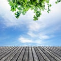 Sky and wooden platform