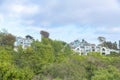 Skyblue townhouses on top of a slope at Carlsbad in San Diego, California Royalty Free Stock Photo
