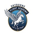 Skyborne Flight Academy Logo with Pegasus Royalty Free Stock Photo