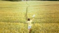 Skybound Dreams: Young Boy's Playful Journey in the Wheat Field