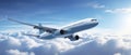 Skybound Journey: Exploring the Majesty of a Passenger Airplane Amidst the Clouds. Generative AI