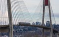 The SkyBridge is a cable stayed bridge for sky trains between New Westminster and Surrey Royalty Free Stock Photo