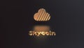 Skycoin cryptocurrency golden icon 3d illustration