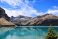 Skycolored Lake Louise in Alberta surrounded by Rocky Mountains Royalty Free Stock Photo