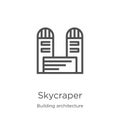 skycraper icon vector from building architecture collection. Thin line skycraper outline icon vector illustration. Outline, thin