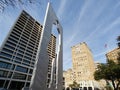 Skycrapers and squplture in downtown of city Fort Worth Royalty Free Stock Photo